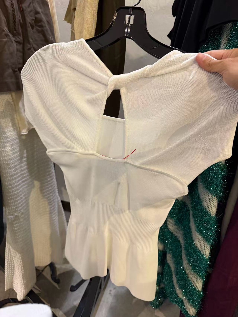 3.1 Phillip Lim Cream Knit Twist-Front Top